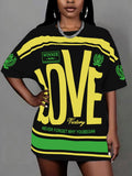 Plus size women's clothing  new round neck letter print T-shirt pullover top suitable for daily wear