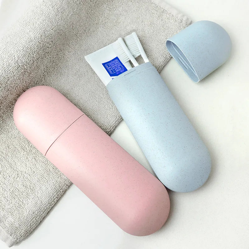 Outdoor Toiletry Tooth Box Wheat Straw Toothbrush Box Business Trips Toothbrushes Toothpastes Box Dental Storage Portable Travel