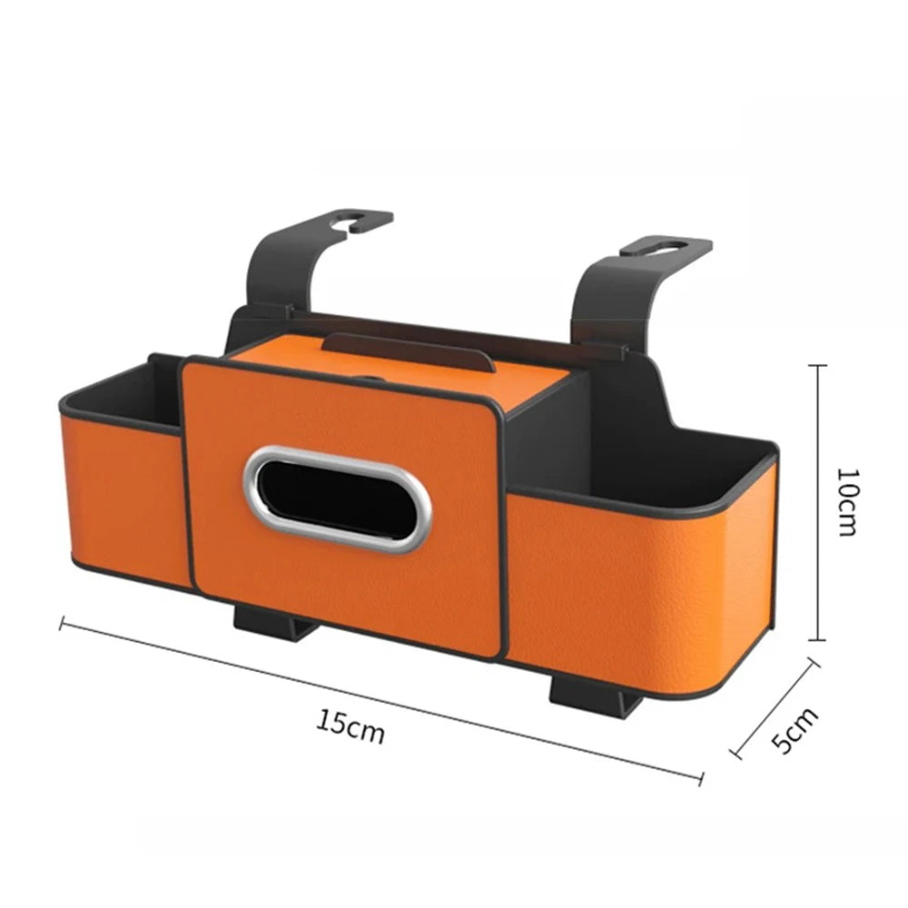 Car Backseat Car Organizer, Car Back Seat Storage Organizer with Tissue Box 2 Cup Holders Phone Stand and Hooks