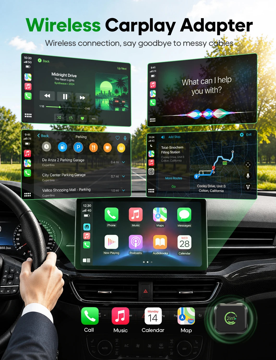 2026 Upgraded Wireless CarPlay & Android Auto Adapter, 2-in-1 Mini Size Plug and Play Adapter for iPhone & Android Auto, Seamless Connection for Convert Wired to Wireless Car Play, USB/USB-C Port