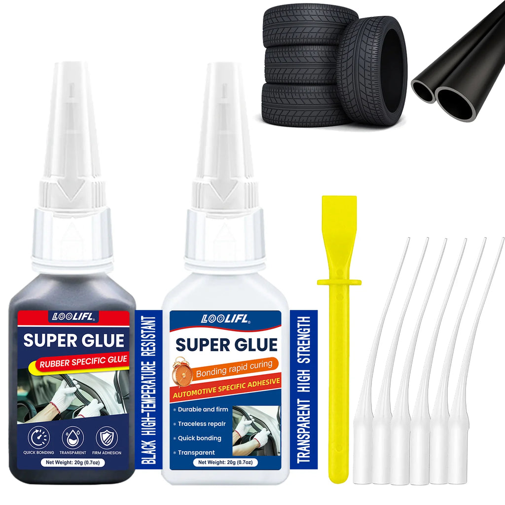 LOOLIFL, Super glue, rubber, tire adhesive, black has ductility, high temperature resistance, transparency and high strength