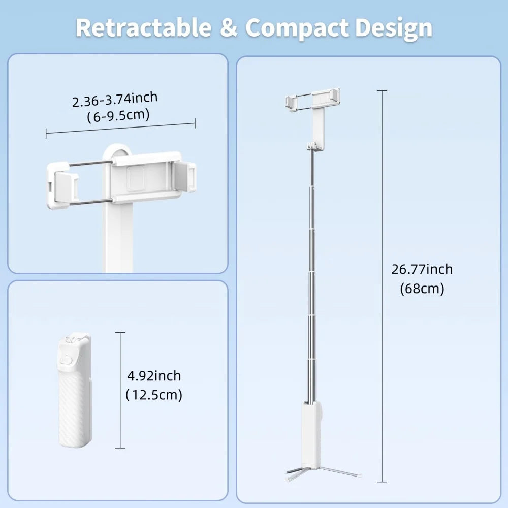 Mini Wireless Bluetooth Selfie Stick Tripod with Remote Extendable Tripod, Phone Holder for Travel/Vlog/Live Streaming