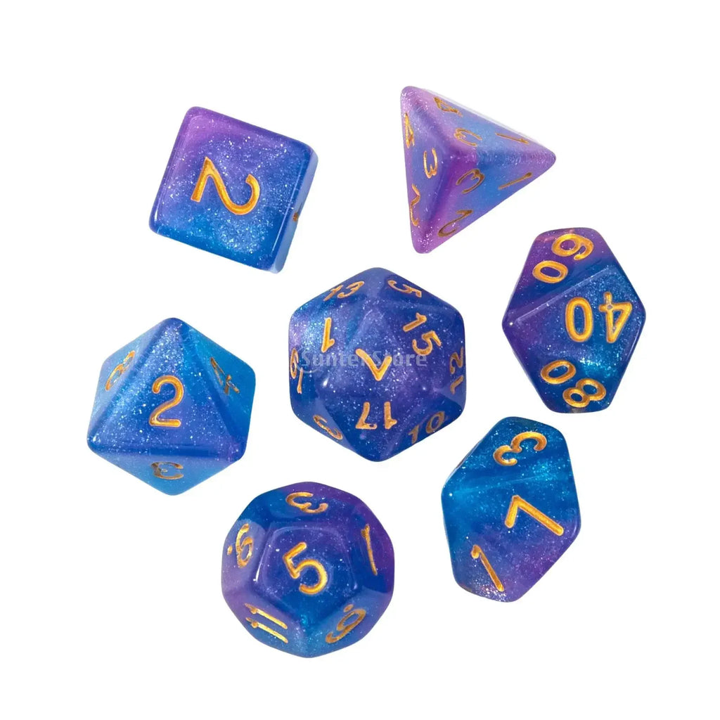 Acrylic Polyhedral Dices Set, D8 D10 D12 D20 Bar Toys with Pouch for DND RPG Role Playing Board Game Math Teaching