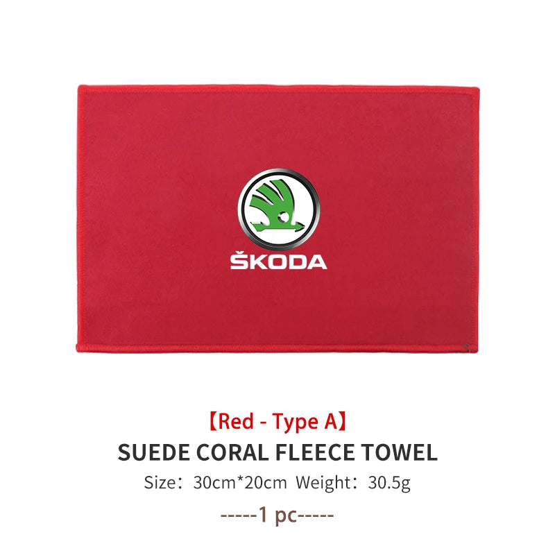 Auto Wash Towel Car Cleaning Drying Care Cloth Car Wash Towel For Skoda Kamiq MK3 Roomster Rapid Kodiaq Karoq Fabia Enyaq