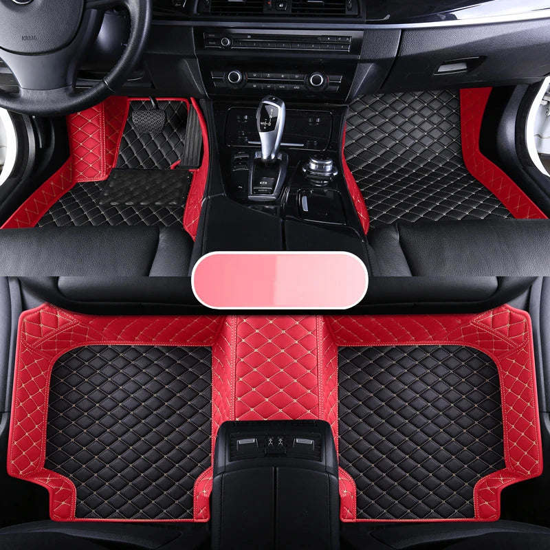 Custom Leather Car Floor Mat For Mitsubishi Outlander Lancer X 2015 2016 2017 2018 2019 2020 2021 Waterproof interior Accessorie