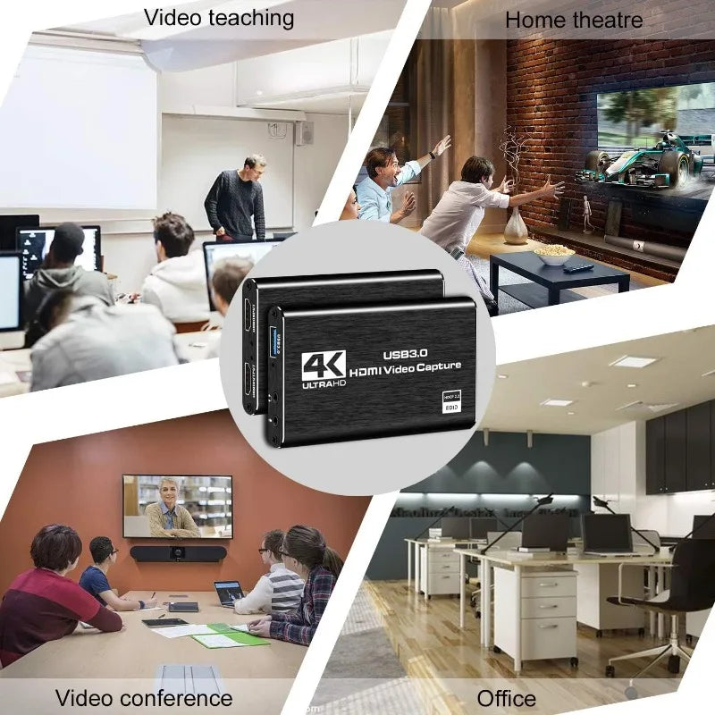 4K USB 3.0 Audio Video Capture Card HDMI-compatible 1080P HD Video Recorder Grabber For PC PS4 OBS Game Recording Live Streaming