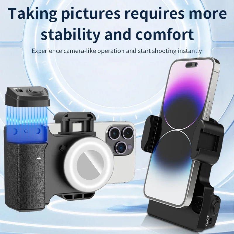3-in-1 Magnetic Ring Light & Phone Stand, Adjustable Brightness Selfie Grip, Strong Magnet Finger Holder for Streaming, Vlogging