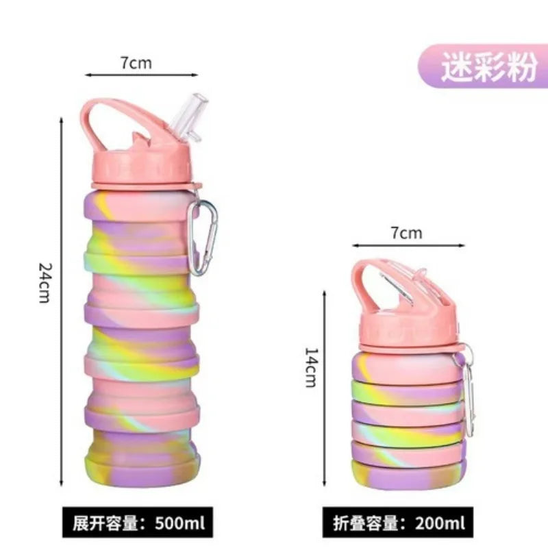 New Portable Silicone Water Bottle Retractable Folding Coffee Bottle Cups E Outdoor Travel Tools Collapsible Sport Bottles
