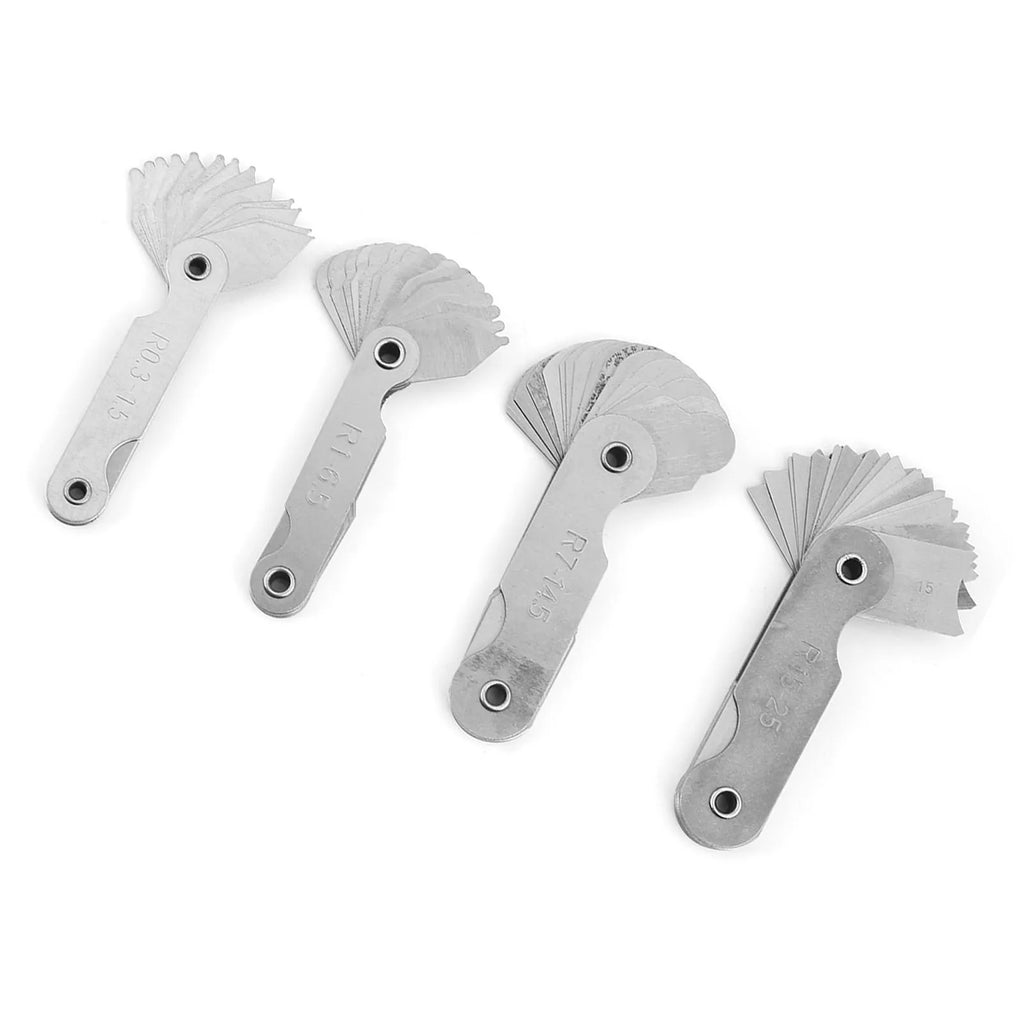 4Pcs Stainless Steel Radius Gauges R0.3-1.5/ R1-6.5/ R7-14.5/ R15-25 Tool Radius Detection Gauge Check Convex Concave Surfaces