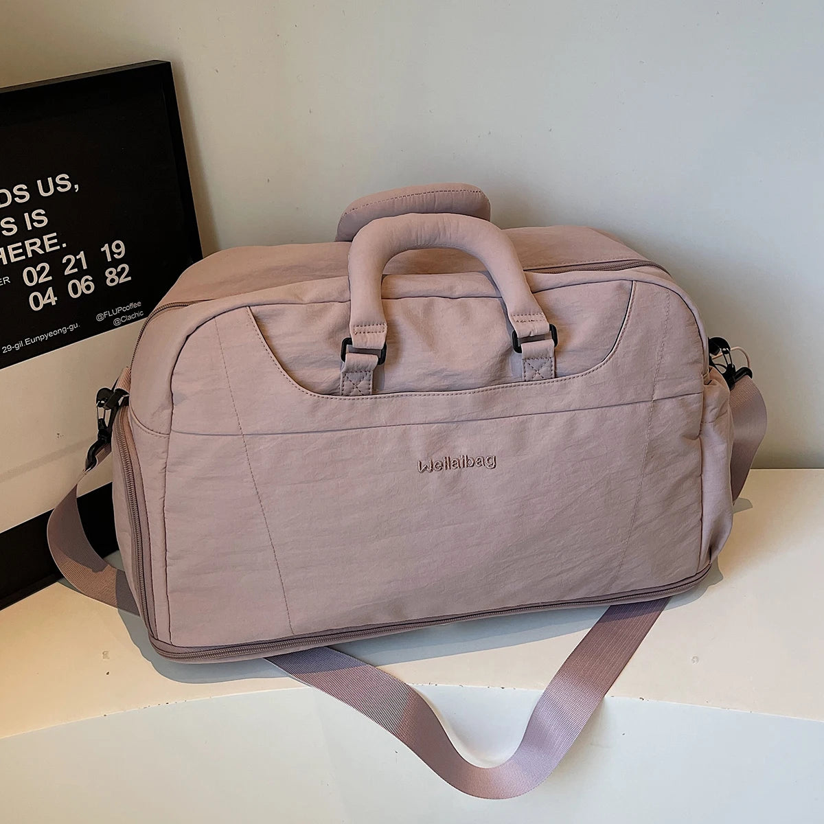 Expandable Portable Travel Bag for Men and Women, Lightweight Large-Capacity Luggage Bag for Short Trips, Fitness Travel Trolley Case with Additional Bag and Shoe Compartment