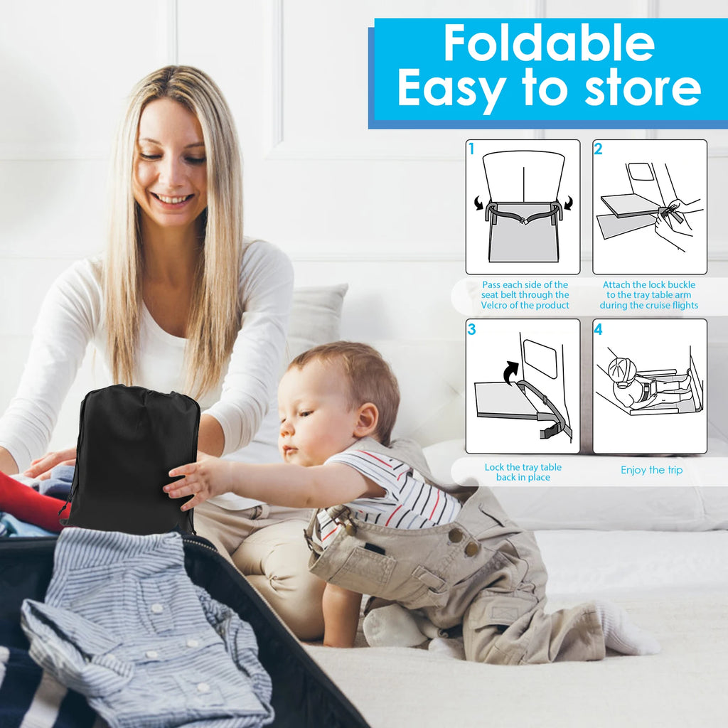 Toddler Travel Airplane Bed with Quilt Portable Children Pedals Beds Breathable Aircraft Hammock Seat Extender Extra Leg Room