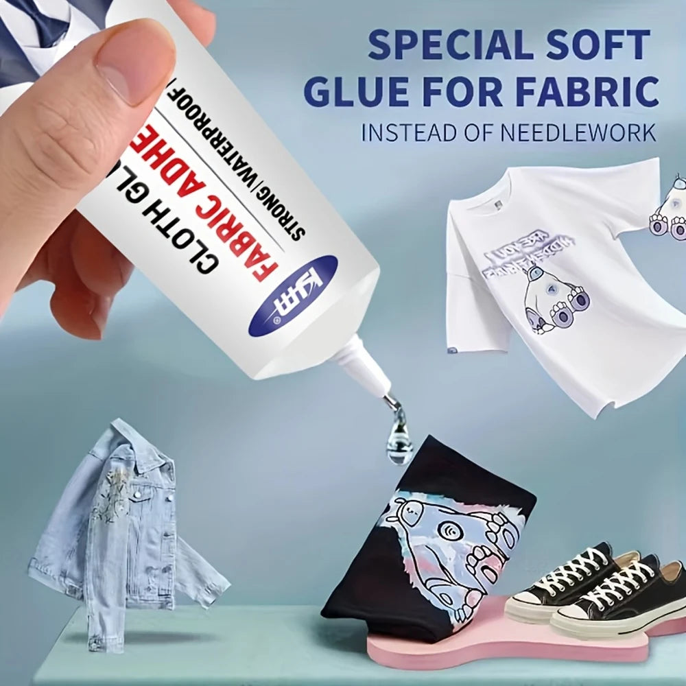 1 Washable Transparent Fabric Glue | Clear No-Trace Repair for Denim, Clothing, Leather & Crafts - KJM Brand, Gel , Multipurpose