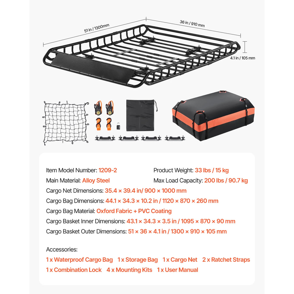 SucceBuy Roof Rack Basket 64x39x4.1" Universal Rooftop Cargo Carrier Anti-Rust Alloy Steel Car Top Luggage Holder for SUV Truck