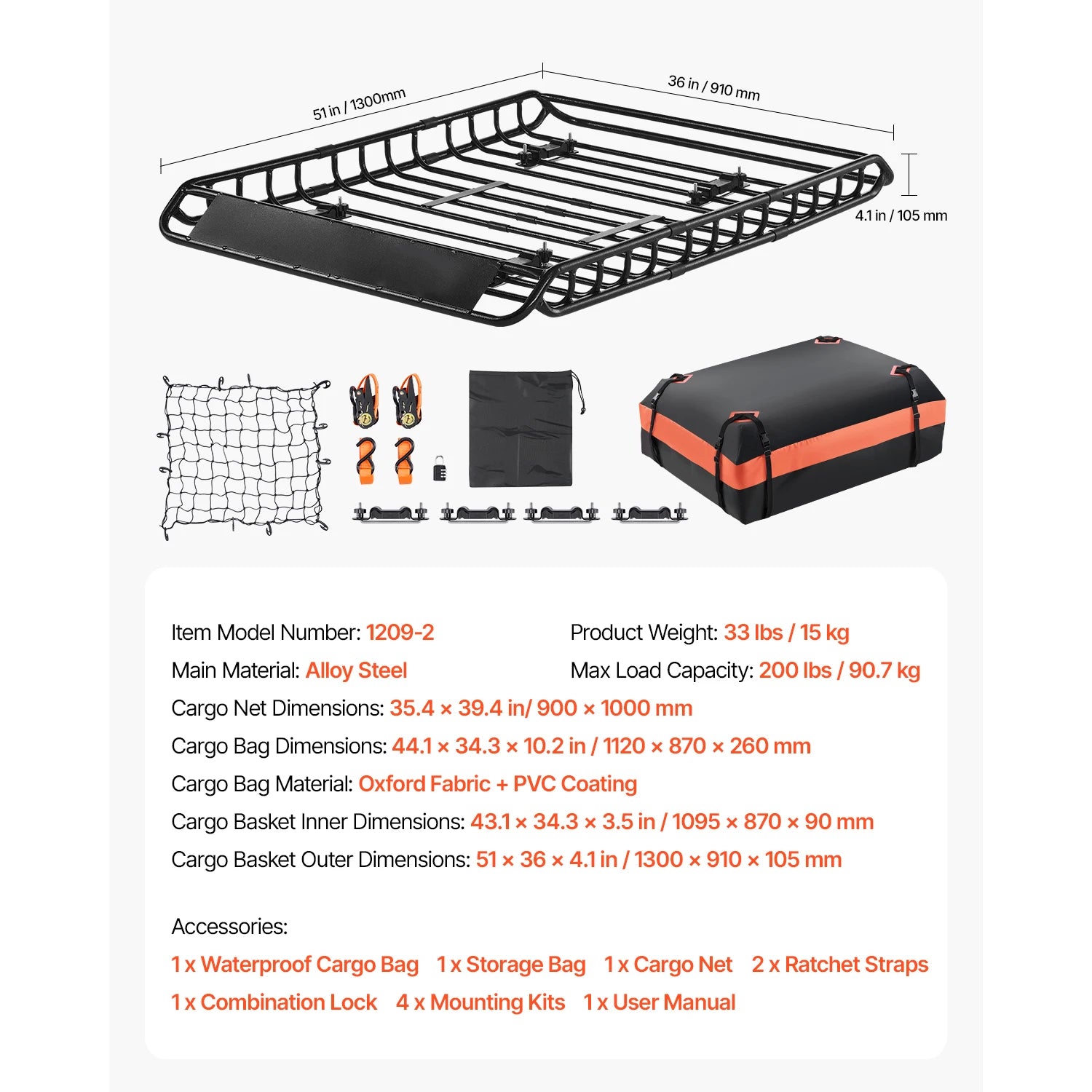 SucceBuy Roof Rack Basket 64x39x4.1" Universal Rooftop Cargo Carrier Anti-Rust Alloy Steel Car Top Luggage Holder for SUV Truck