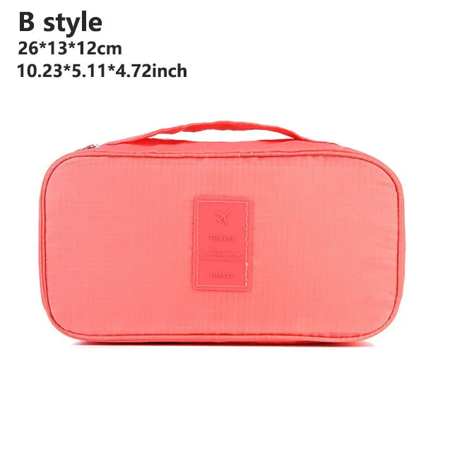 Women's Portable Multi-Layer Travel Lingerie Storage Bag Underwear Organizer Waterproof Divided Pouch for Socks & Bras Trip Case