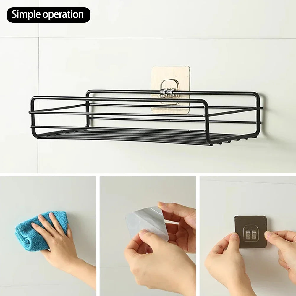5pcs Wall Adhesive Hooks Transparent Wire Shelf Rack Hook Wall Mount Free Punch Kitchen Bathroom Non Trace Stickers Holder