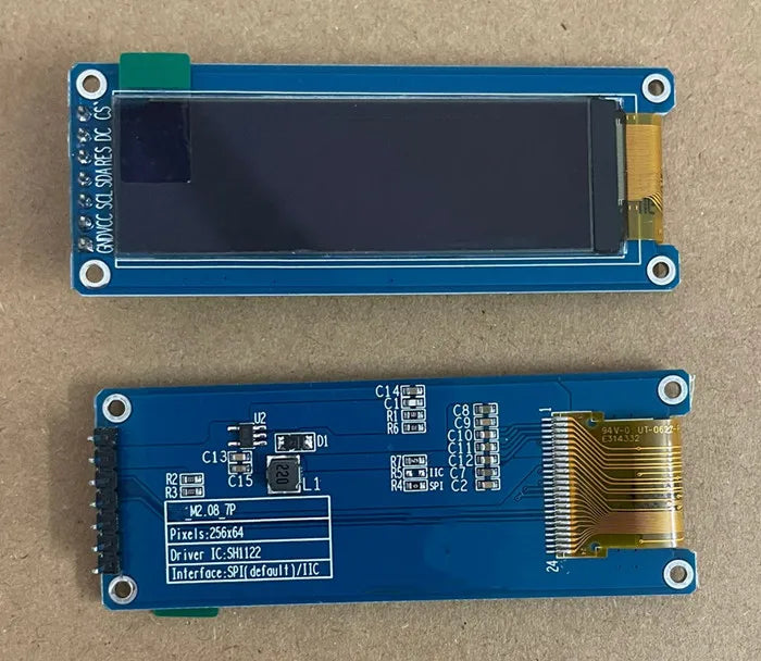 maithoga IPS 2.08 inch 7PIN White/Blue OLED Screen Module SH1122 Drive IC 256*64 SPI/IIC Interface