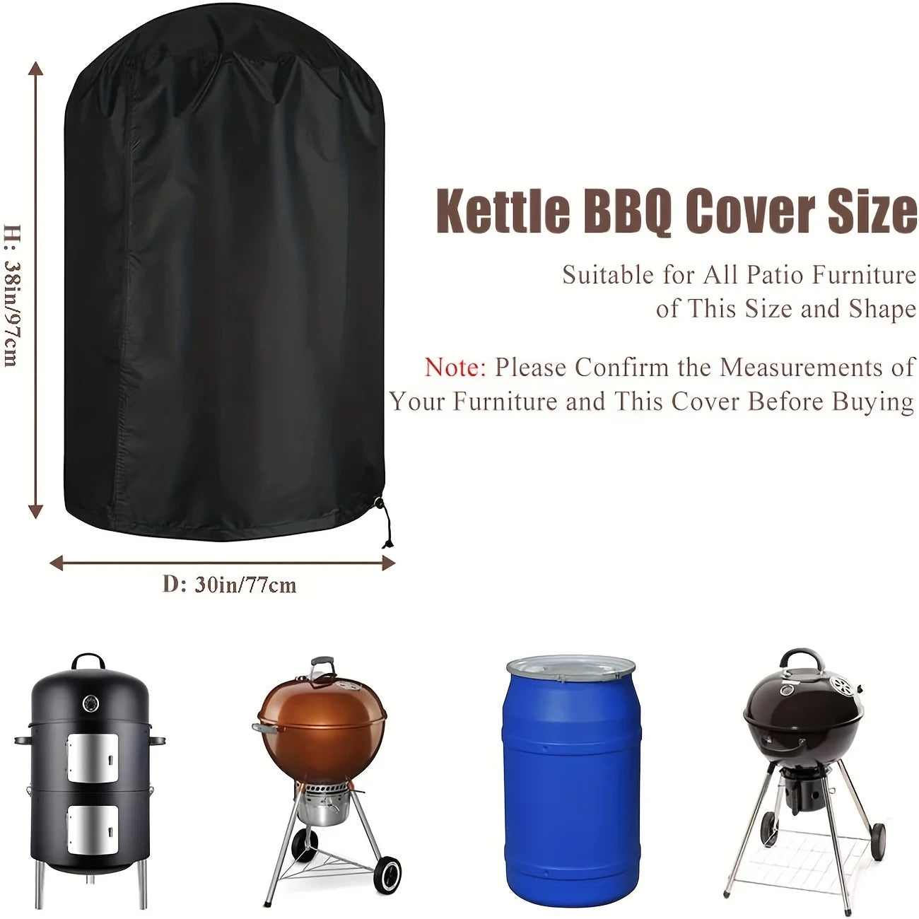 Charcoal Grill Cover, BBQ Grill Cover for Weber Charcoal Kettle Grill, Heavy Duty Outdoor Smoker Cover, Compatible with Holland