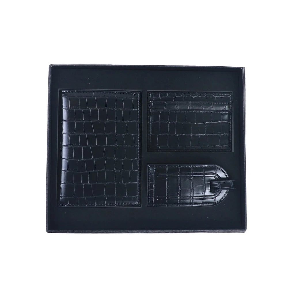 Customized name PU leather luggage tag card bag passport bag gift box zero wallet card bag anti-loss card portable gift