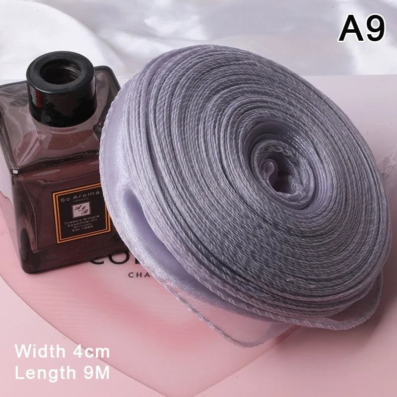 10Yards/Roll Sheer Chiffon Ribbon Organza Satin Ribbons For Gift Wrapping Decoration Wedding Bouquets Wreath Sewing Supplies