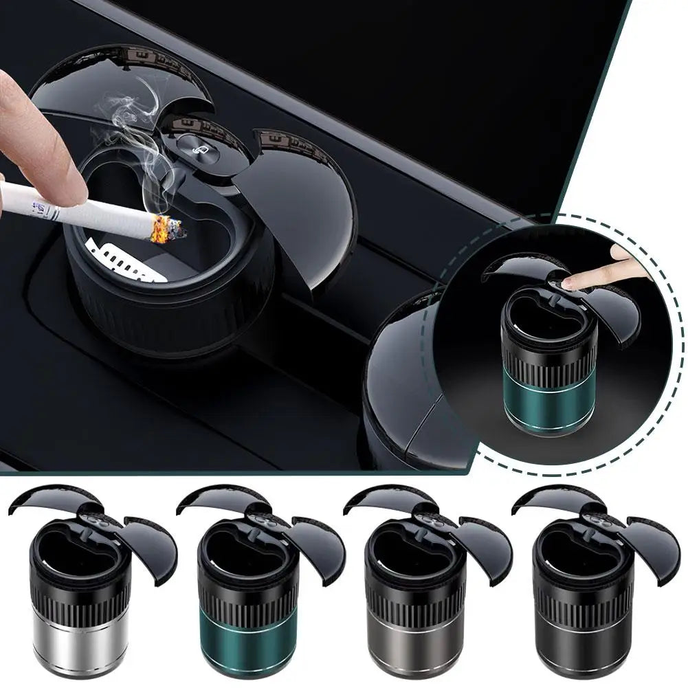 Car Smart Ashtray Built-in Led Light With Lid Touch Smokeless USB Rechargeable Ashtray Cover Opening With Ashtray B5W3