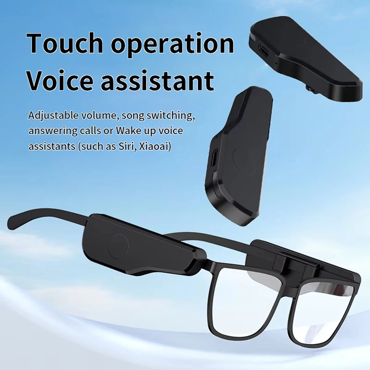 Wireless Headphones for External Glasses Headphones Bluetooth 5.3 Stereo Headset Noise Reduce Handsfree Call Touch Headset