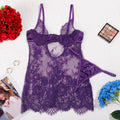 Ellolace Seductive Women's Casual Dresses Tempted Deep V Mini Dress Thong 2PC Hot Sheer Lace Lingerie Sexy Sensual Sleep Gown