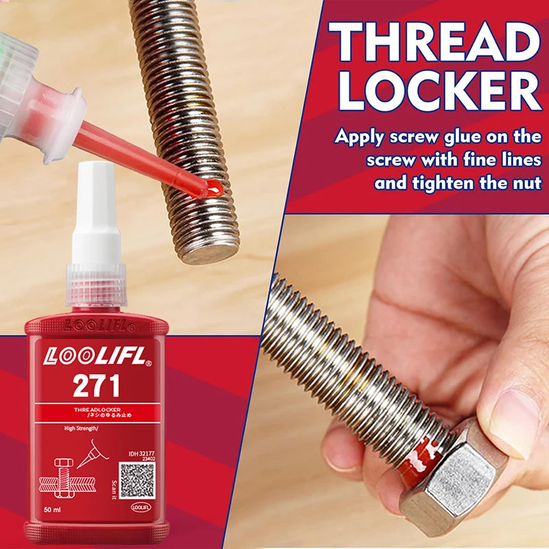271 high-strength red screw glue, waterproof, prevent loosening and corrosion, suitable for nuts, bolts, fasteners, etc.