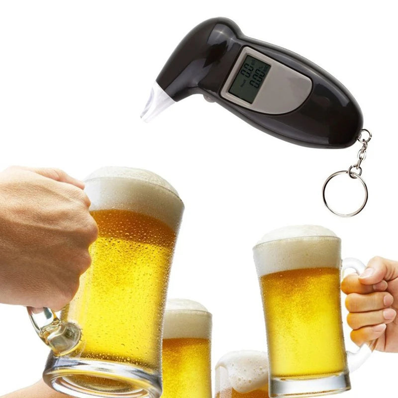 Portable Alcohol Tester Detector  Professional Digital Breathalyzer with 5 Mouthpieces LCD Display Sensor for Driver Safety