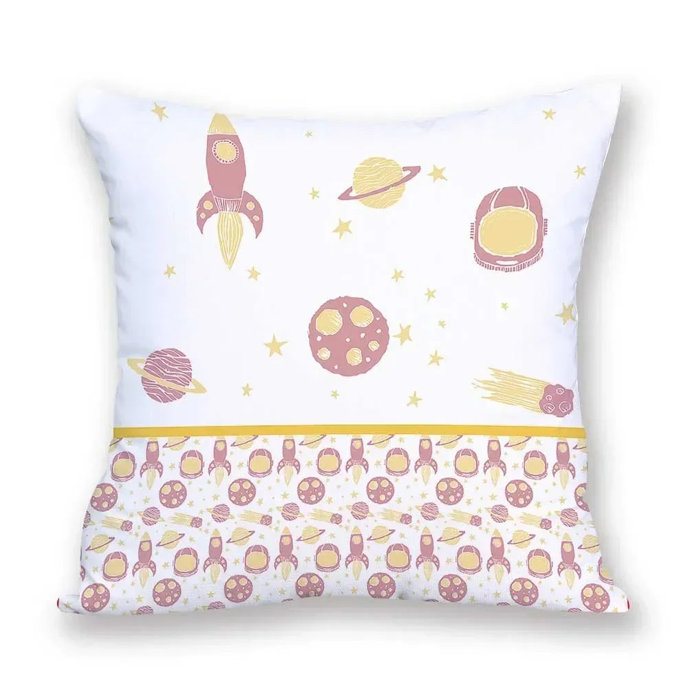 Cosmic pattern of the Sun, planets Double-sided Printed pillow cover Short plush Suitable living rooms sofas throw cushion cover