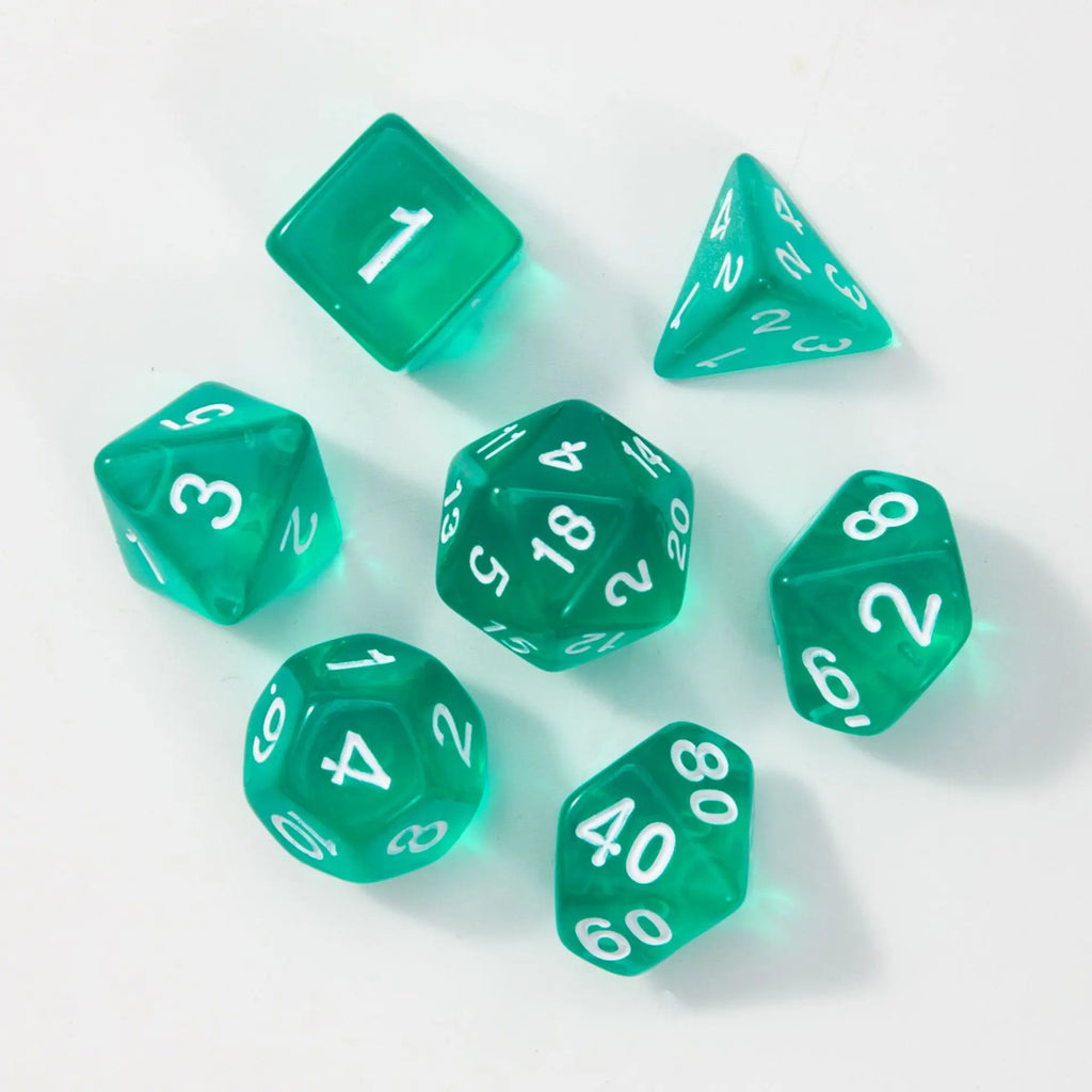 7Pcs/set Transparent Dice Polyhedral Dice Set for Dnd Tpg Trpg Cthulhu D20 D12 D10 D8 D6 D4 Table Board Games Number Dice Kit
