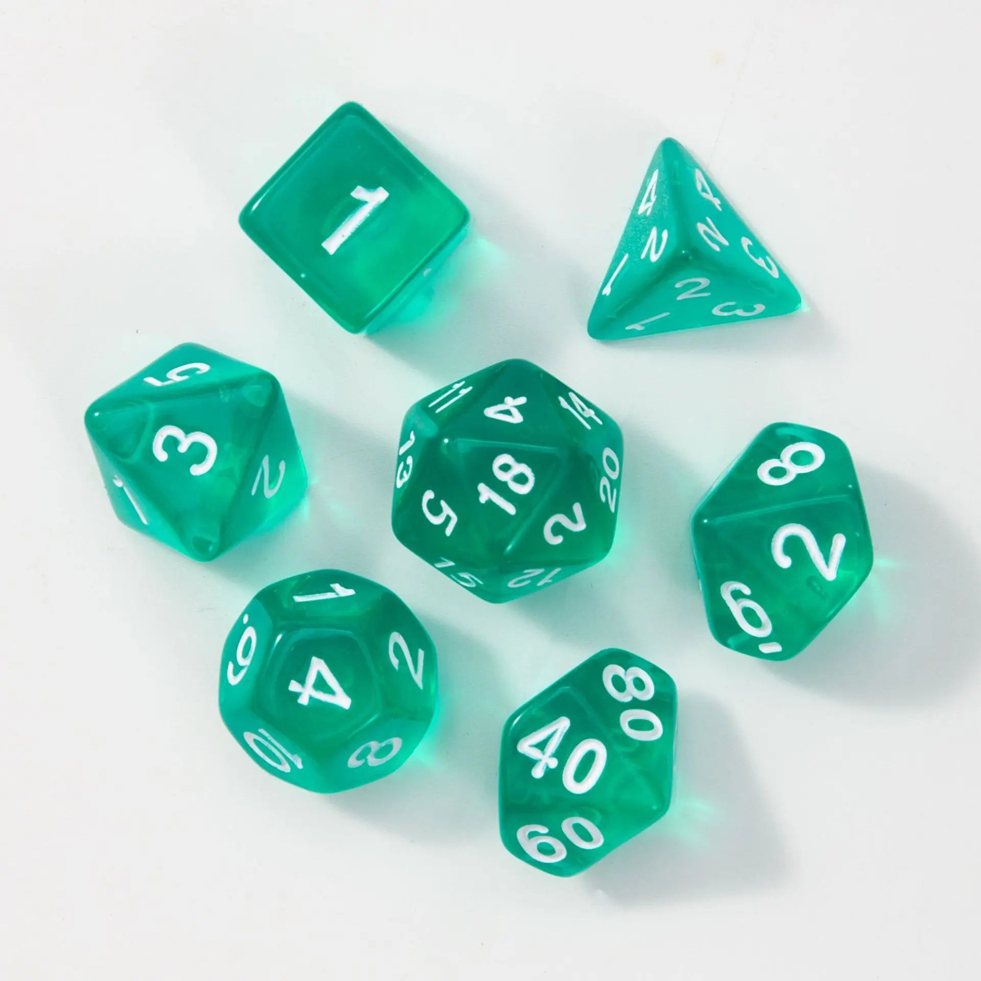 7Pcs/set Transparent Dice Polyhedral Dice Set for Dnd Tpg Trpg Cthulhu D20 D12 D10 D8 D6 D4 Table Board Games Number Dice Kit