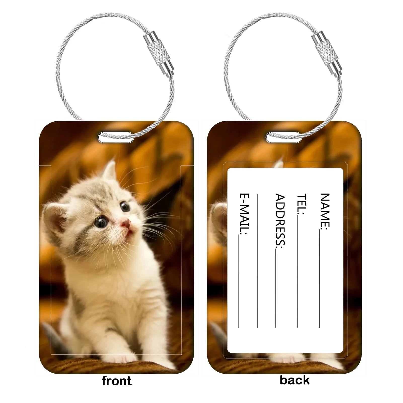Cute Animal Cat Luggage Tags Suitcase ID Address Name Holder Kitten Baggage Tag Label Travel Suitcase cccessories