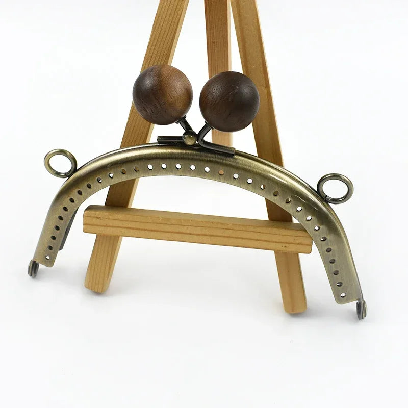 1/2/5Pcs Metal Wood Bead Purse Frame 12.5/16.5/20.5cm Wallet Kiss Clasp Bag Handle DIY Handmade Leather Craft Sewing Accessories