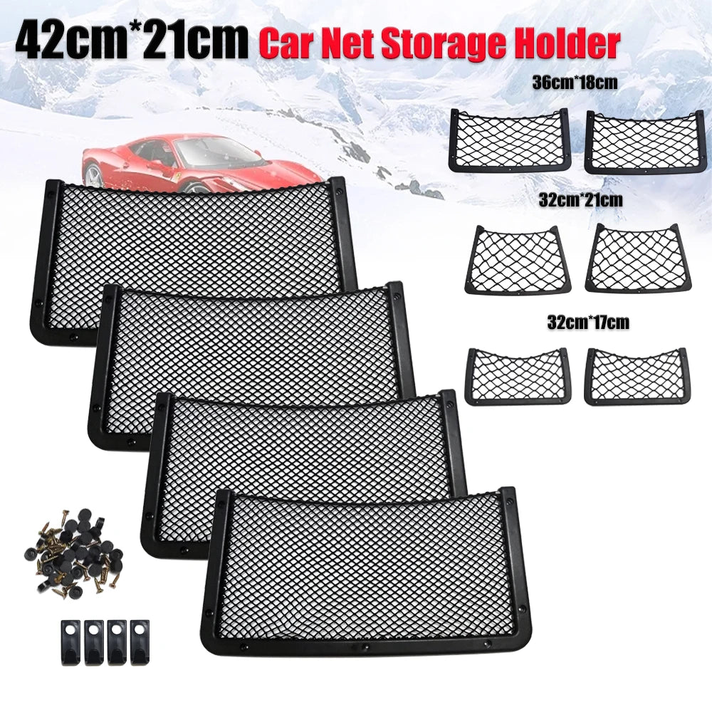 Black Multi Size Car Organizer Net Pocket Car Net Bag Phone Holder Rack Storage Mesh For Car Caravan Motorhome 42x21cm 36x18cm