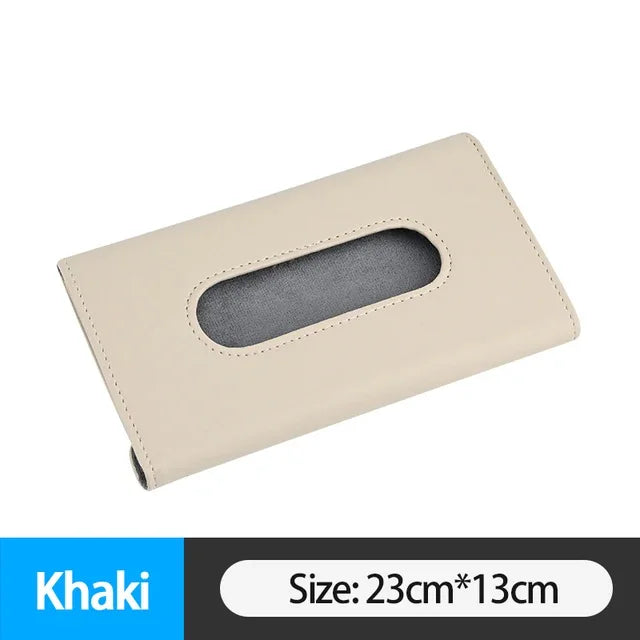 Car Visor Tissue Holder PU Leather Hanging Paper Towel Clip Napkin Holder Backseat Tissue Case Auto Interior Accessories