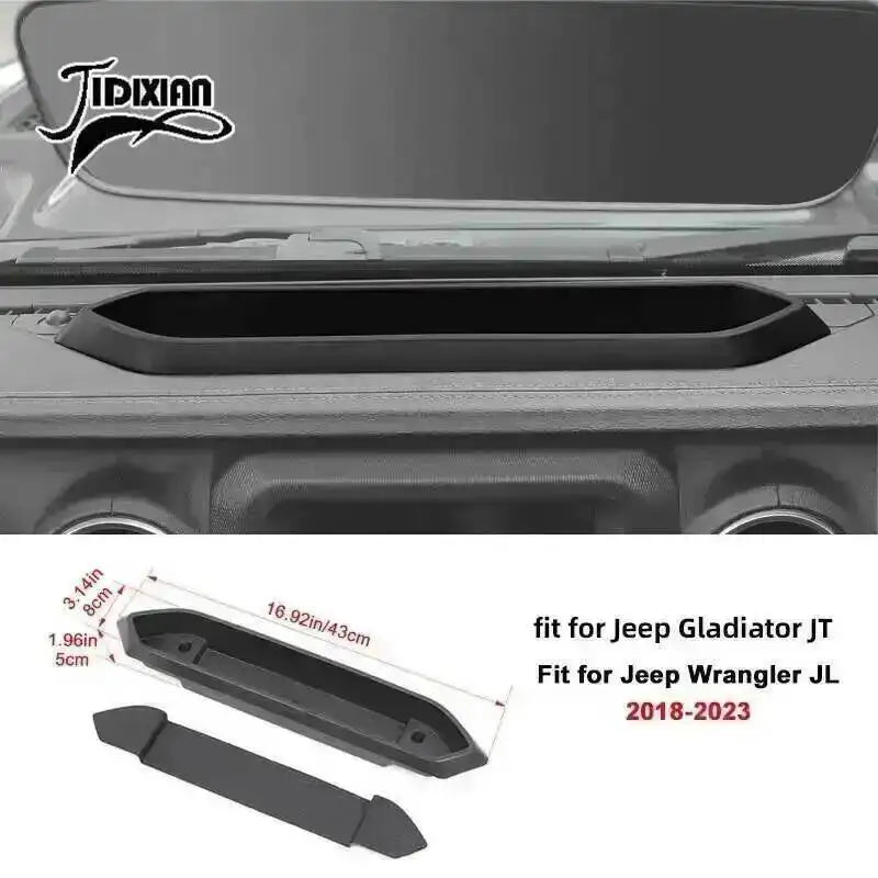 JIDIXIAN for Jeep Wrangler JL 4Xe for Gladiator JT 2018 2019 2020 2021 2022 2023 2024 2025 Dashboard Phone Holder Storage Box