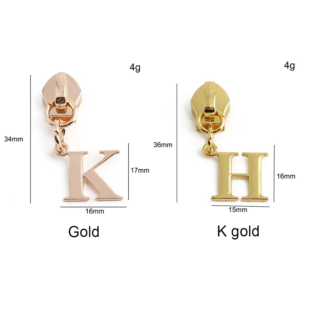 20/50PCS 5# Nylon A-Z English Initial Letter Zipper Puller Slider For Create Personal Logo Bag Purse Trinkets Gift Accessories