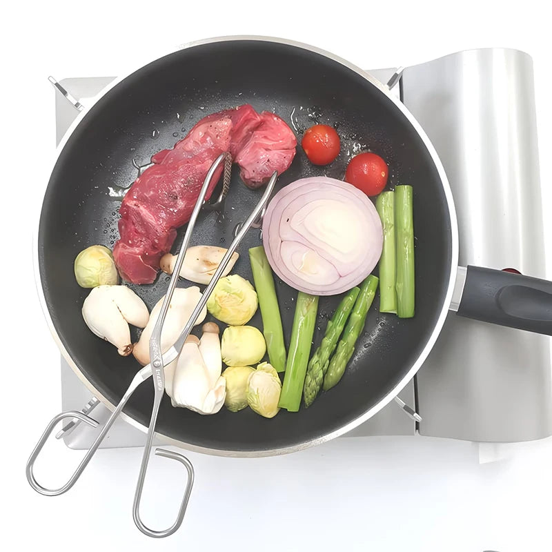 Duty Stainless Steel 2PCS Kitchen Scissor Tongs with Comfortable Ergonomic Grip, Heat Resistant tongs for Cooking & BBQ