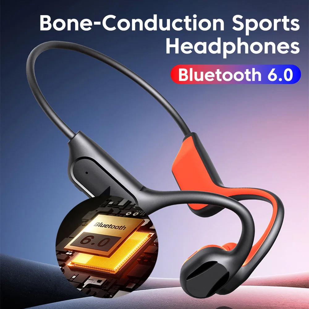 Bone-Conduction Sports Headphones Bluetooth 6.0 Al-Powered Noise Reduction Long Range Hanging Ear Wireless Memory Card Earphones