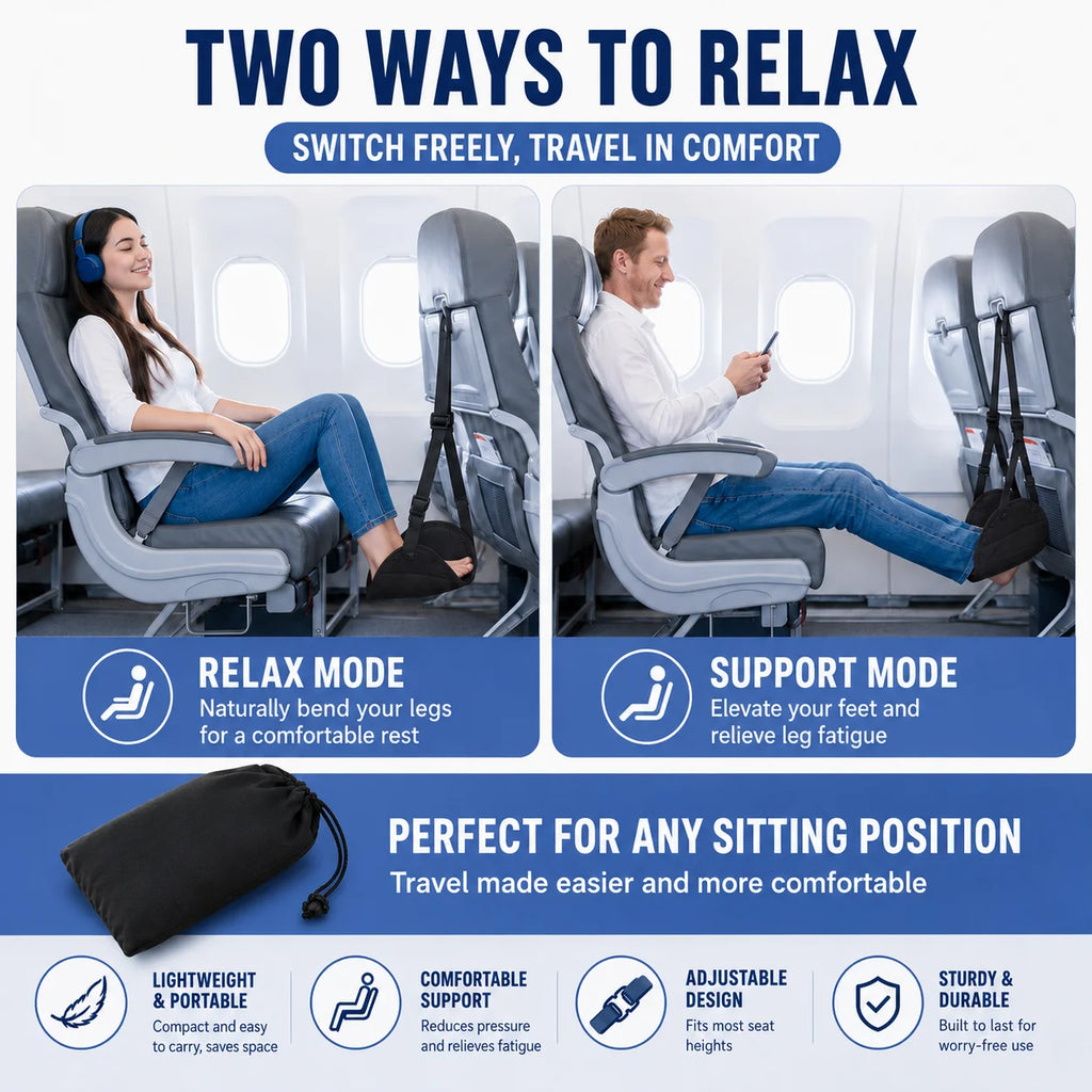 Travel Portable Rest Hanging Footstool Multifunctional Portable Hammock Footrest for Home Office Outdoor Airpalne Train Travel