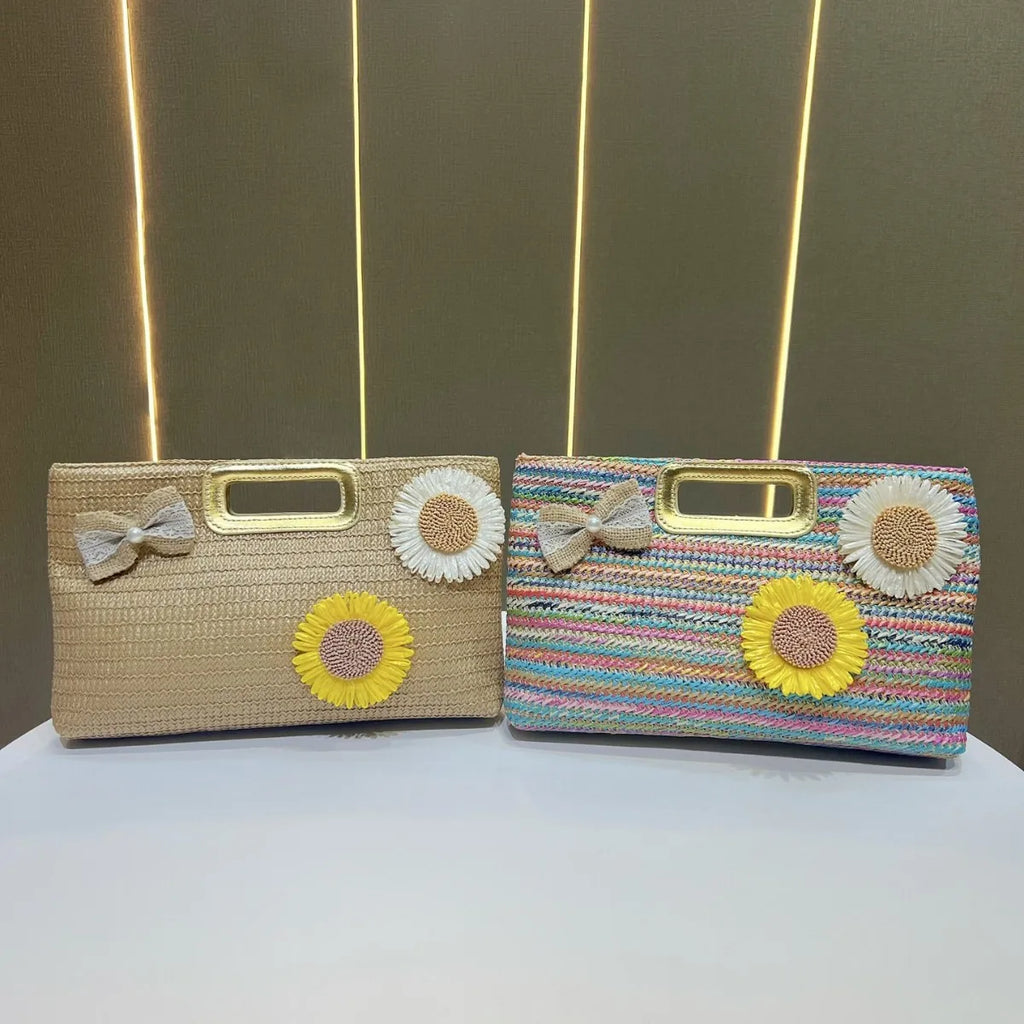 New women's bag straw woven clutch bag chain shoulder messenger bag woven handbag