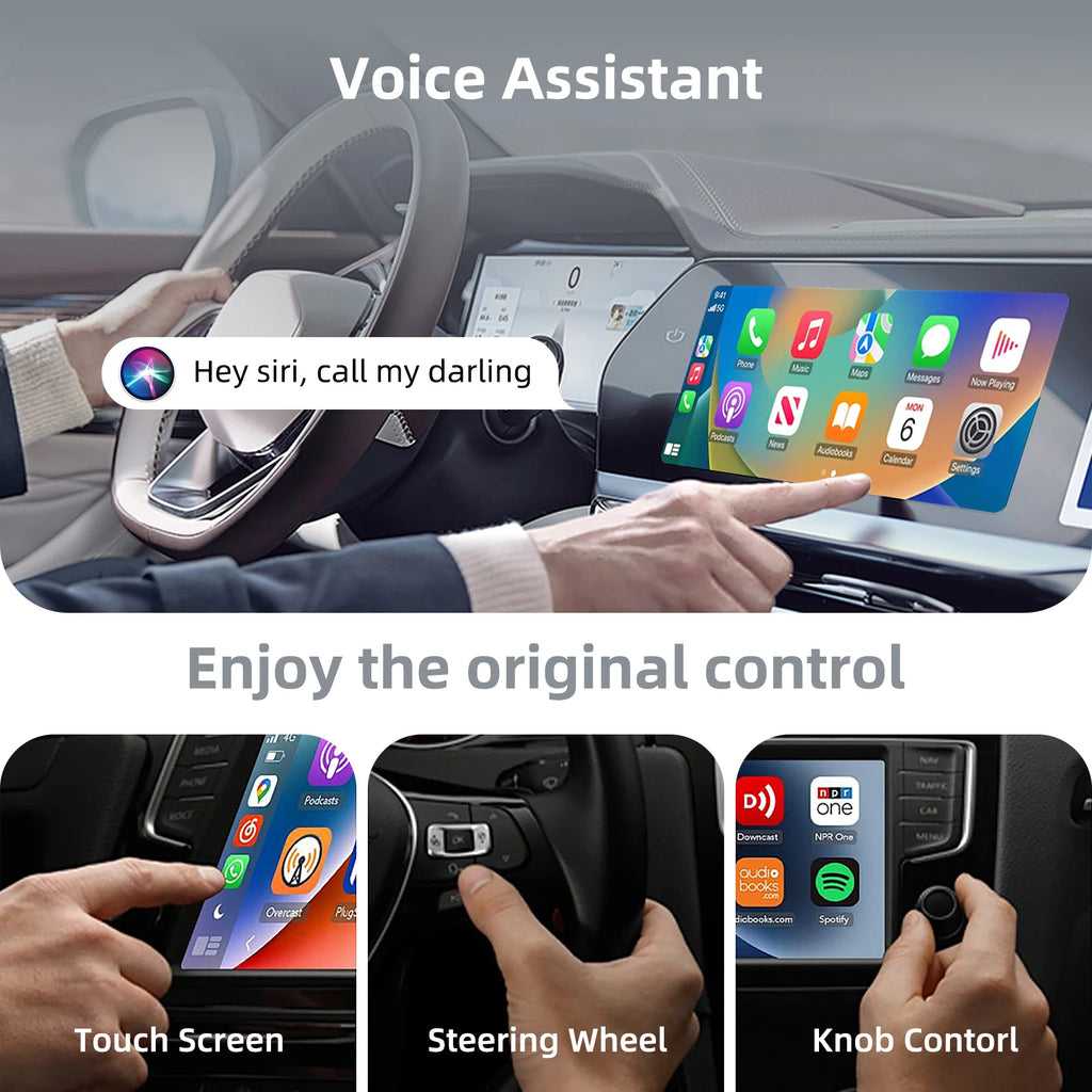 Android Smart Dongle for Almost All Kinds of Factory Wired Car, Wireless CarPlay Android Auto Adapter 2 in 1