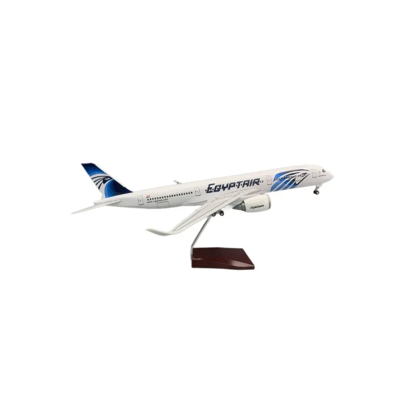 EgyptAir A350 Model with LED Lights and Rolling Wheels Static Aviation Display Gift for Collectors and Hobbyists