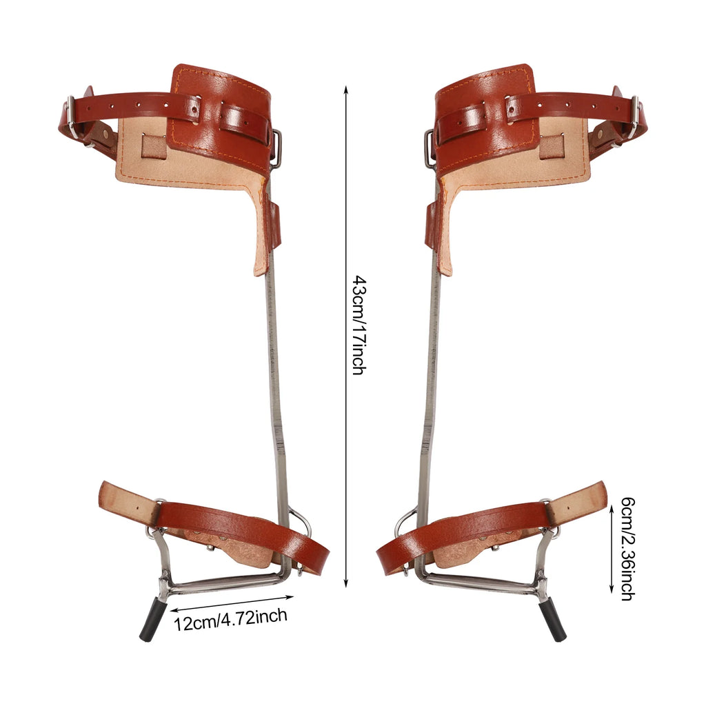 Climbing Pitons, Tree Climbing Gear, Double Claw Climbing Tool, Stainless Steel with Thickened Pedal, Reinforced Curved Frame, Safety Belt, Rope, Gloves, Secure Dual Buckle System, 220lbs Load, Outdoor Mountaineering Arborist