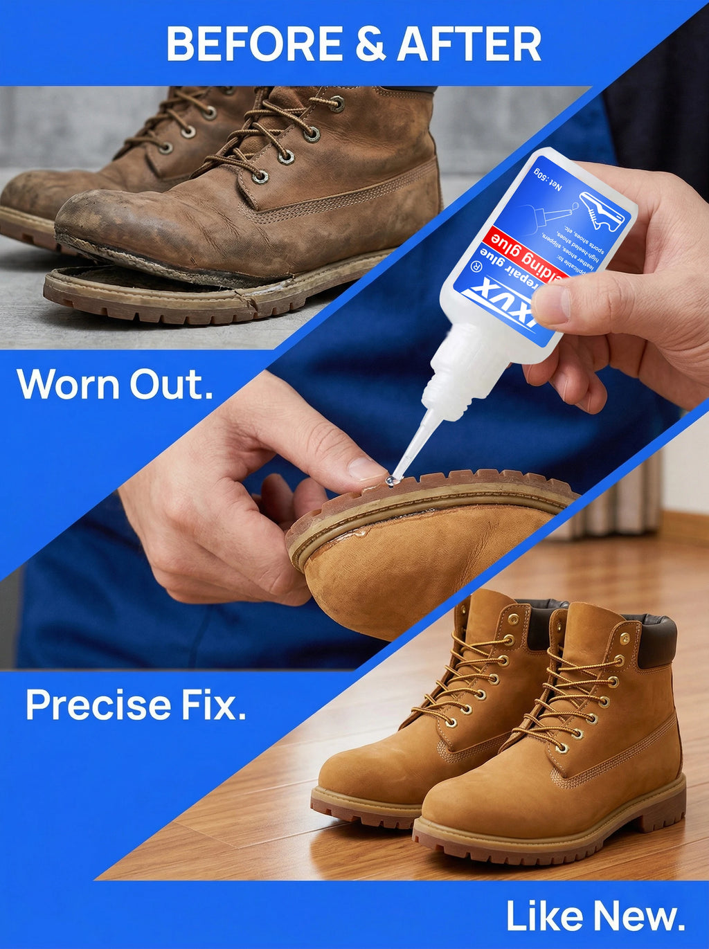 Super Strong Shoe Glue, Waterproof Universal Shoe Sealants for Sneakers, Boots, Leather, Quick Repair Glue, Universal Super Strong Adhesive Glue for Sneakers