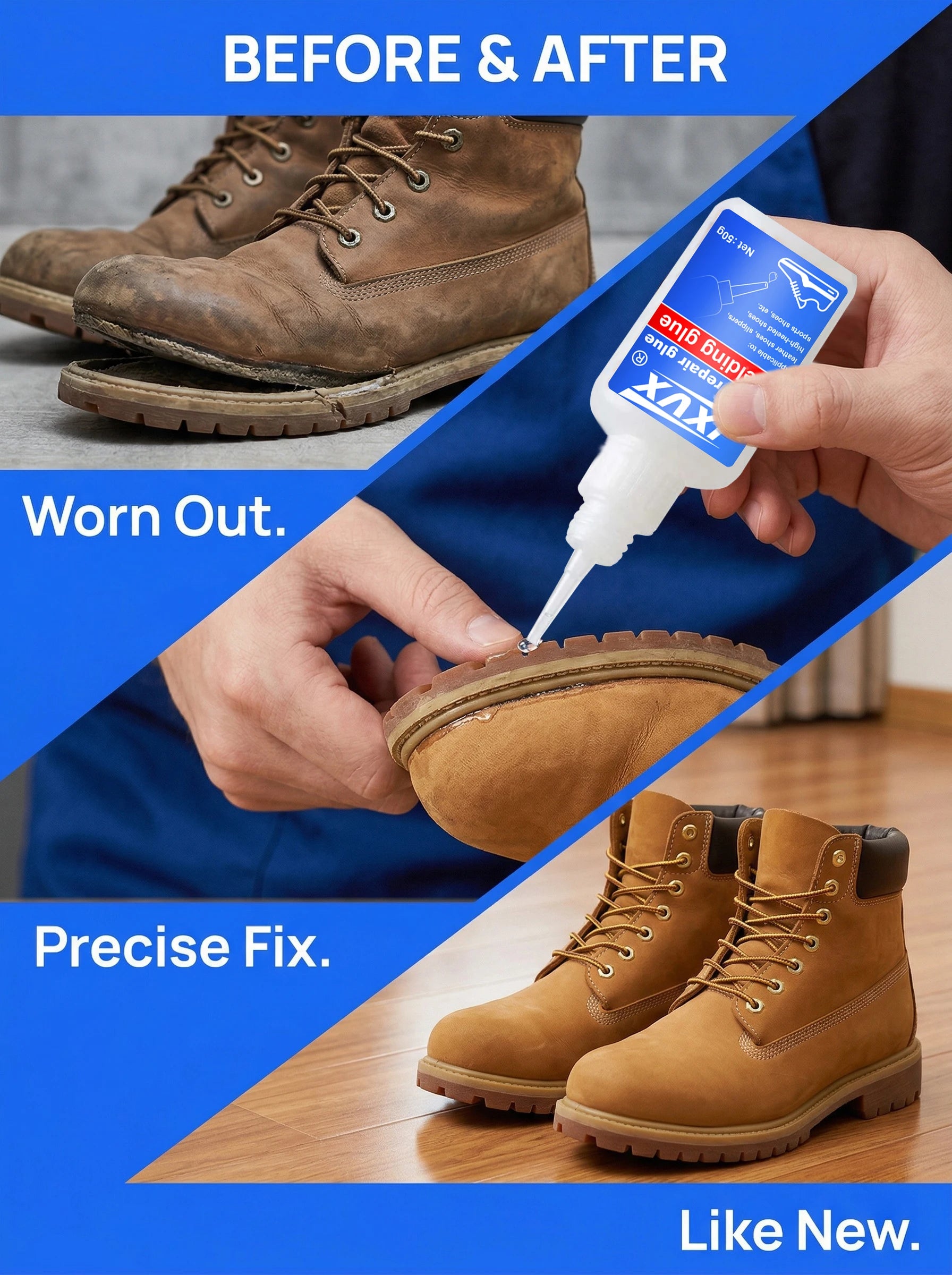 Super Strong Shoe Glue, Waterproof Universal Shoe Sealants for Sneakers, Boots, Leather, Quick Repair Glue, Universal Super Strong Adhesive Glue for Sneakers