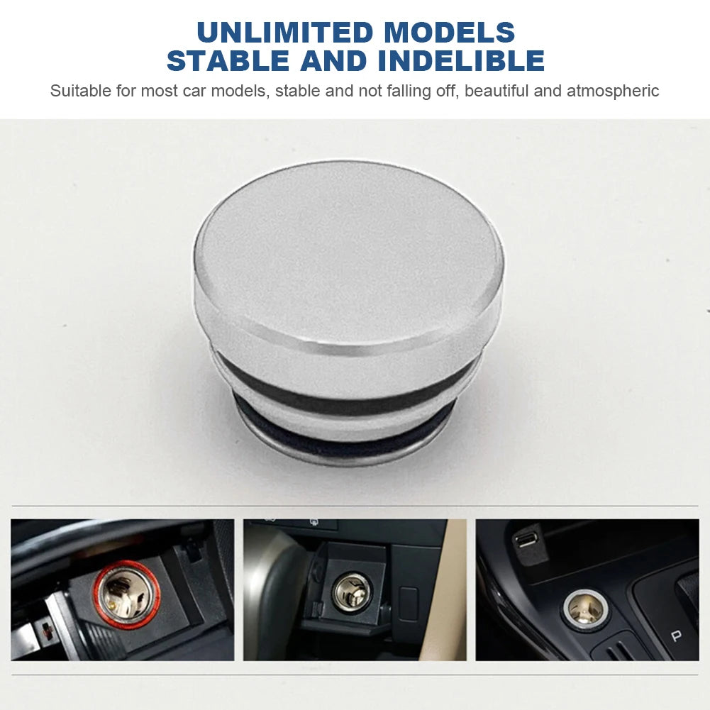 Power Socket Plug Outlet Cover Car Cigarette Lighter Cover Aluminum Alloy  Car Lighter Button Plugs Cap for Most Cars