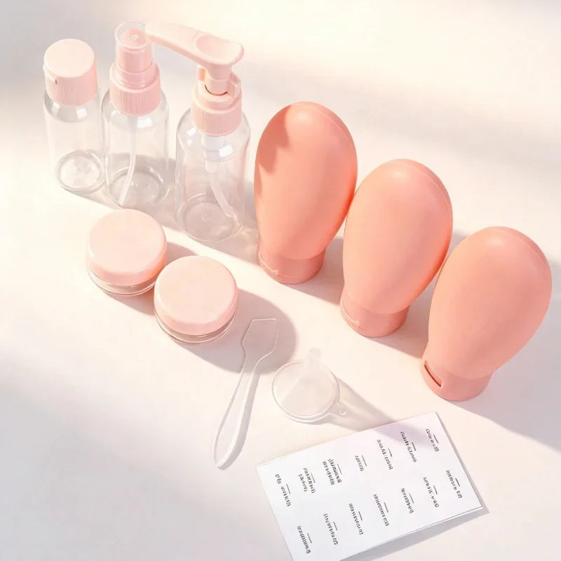 11pcs Refillable Travel Set Bottles Kit Leak-Proof Portable Clear Travel Cosmetic Containers for Shampoo Lotion Spray Foam Pump