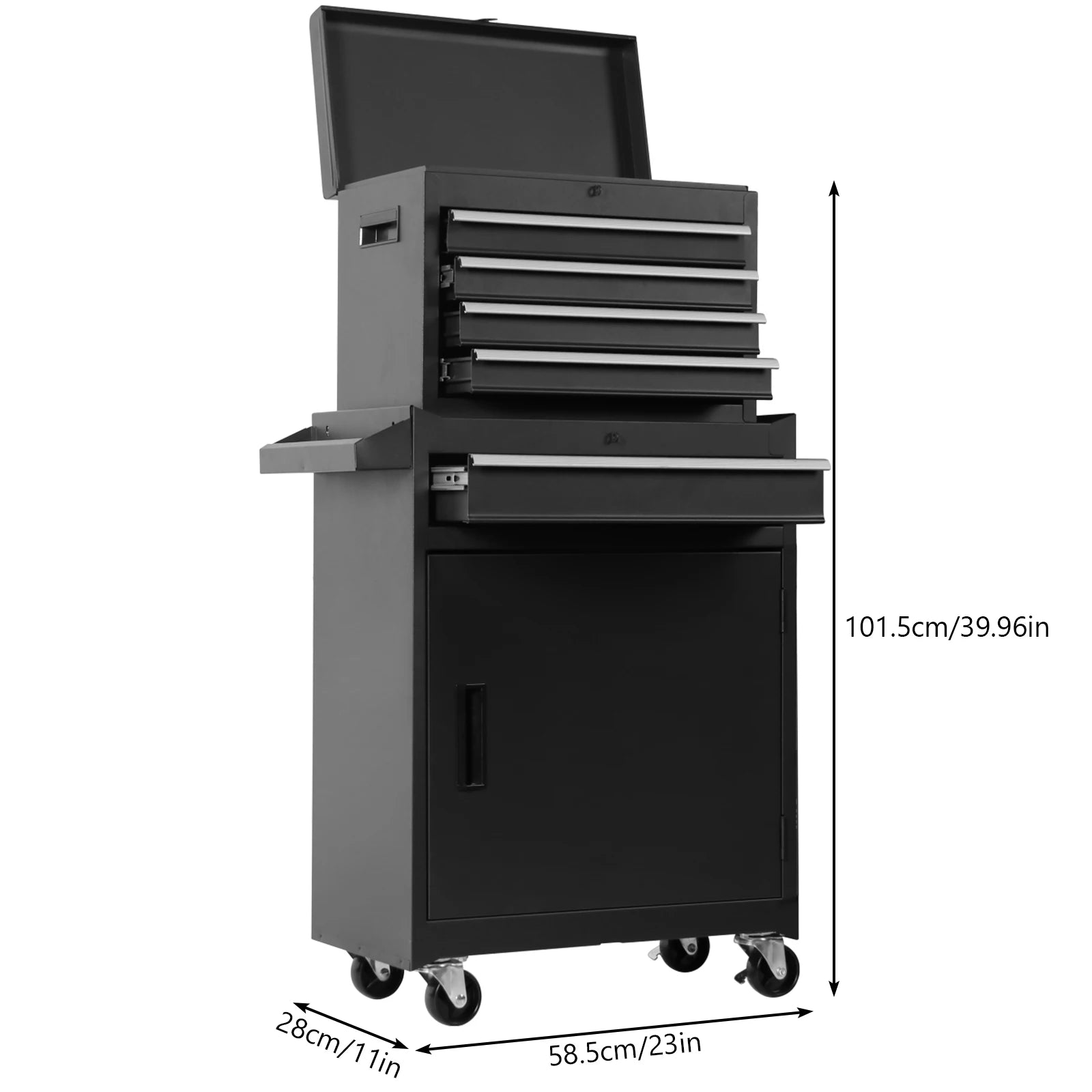 Lockable Mechanic Tool Box with Double Door & Wheels Storage Cabinet Large Capacity Mechanic Tool Container for Garage Tool Room